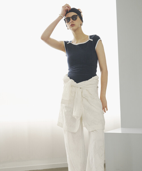 Firsthand(ファーストハンド)の「CHANTECLAIR × Firsthand/シャンテクレール 別注 Pile Compact Tee / パイル コンパクト Tシャツ(Tシャツ/カットソー・レディース・ネイビー/オフホワイト・SMALL/MEDIUM)」の17枚目の写真
