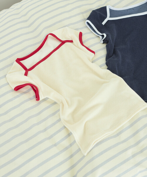 Firsthand(ファーストハンド)の「CHANTECLAIR × Firsthand/シャンテクレール 別注 Pile Compact Tee / パイル コンパクト Tシャツ(Tシャツ/カットソー・レディース・ネイビー/オフホワイト・SMALL/MEDIUM)」の21枚目の写真