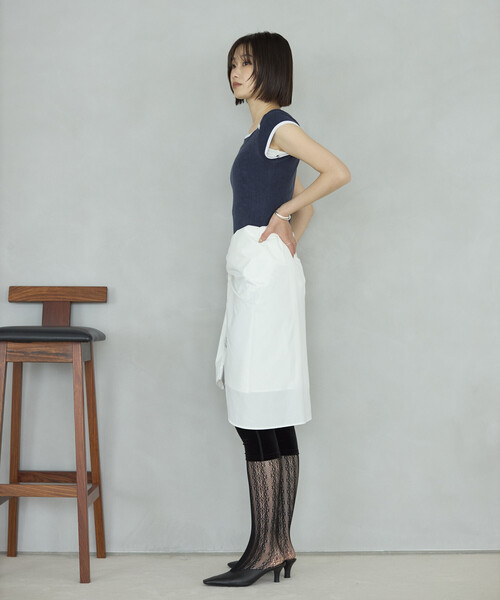 Firsthand(ファーストハンド)の「CHANTECLAIR × Firsthand/シャンテクレール 別注 Pile Compact Tee / パイル コンパクト Tシャツ(Tシャツ/カットソー・レディース・ネイビー/オフホワイト・SMALL/MEDIUM)」の14枚目の写真