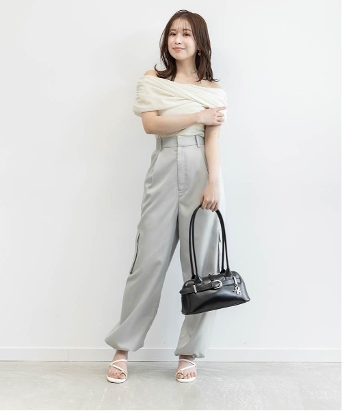 RANDA(ランダ)の「クロスオフショルダーシアーニットトップス(Tシャツ/カットソー・レディース・ピンク・FREE)」の8枚目の写真