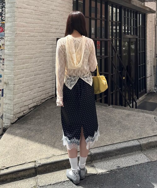 CIAOPANIC(チャオパニック)の「BIGリボンレースフードトップス(シャツ/ブラウス・レディース・アイボリー/オフホワイト/ピンク・ONE SIZE)」の18枚目の写真