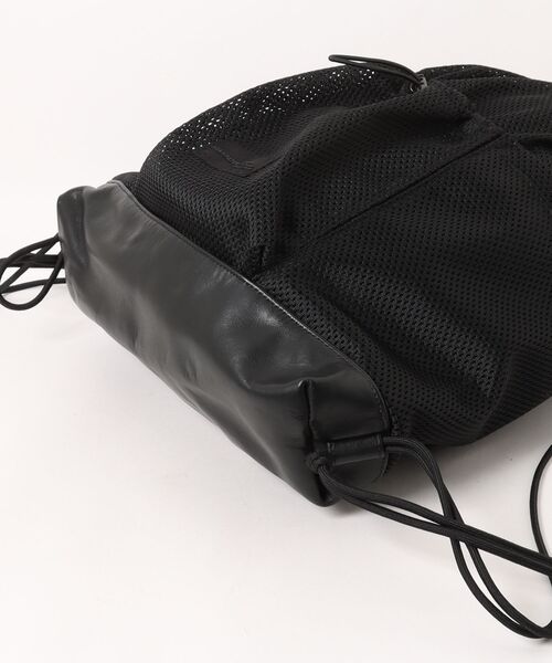ADAM PATEK（アダムパテック）の「【RES】【ADAM PATEK】Leather trimmed mesh drawstring bag（バックパック/リュック・メンズ・ブラック・FREE）」の10枚目の写真