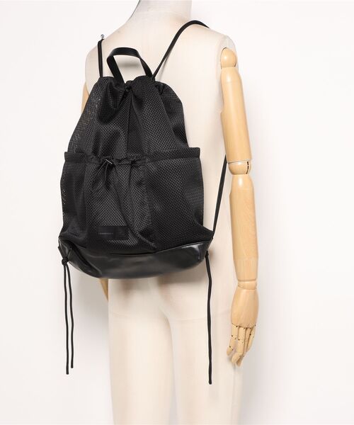 ADAM PATEK（アダムパテック）の「【RES】【ADAM PATEK】Leather trimmed mesh drawstring bag（バックパック/リュック・メンズ・ブラック・FREE）」の14枚目の写真