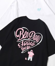 BEN DAVIS/ベンデイビス SCRIPT HEART TEE/オーバーサイズ ストリート ハート バックプリント ロゴ ワンポイント刺繍 半袖Tシャツ/レディース メンズ