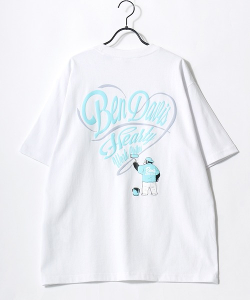 BEN DAVIS(ベンデイビス)の「BEN DAVIS/ベンデイビス SCRIPT HEART TEE/オーバーサイズ ストリート ハート バックプリント ロゴ ワンポイント刺繍 半袖Tシャツ/レディース メンズ(Tシャツ/カットソー・メンズ・ネイビー/ブラック/ホワイト・M/L/XL)」の4枚目の写真