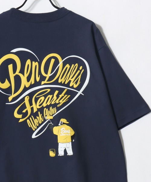 BEN DAVIS(ベンデイビス)の「BEN DAVIS/ベンデイビス SCRIPT HEART TEE/オーバーサイズ ストリート ハート バックプリント ロゴ ワンポイント刺繍 半袖Tシャツ/レディース メンズ(Tシャツ/カットソー・メンズ・ネイビー/ブラック/ホワイト・M/L/XL)」の6枚目の写真