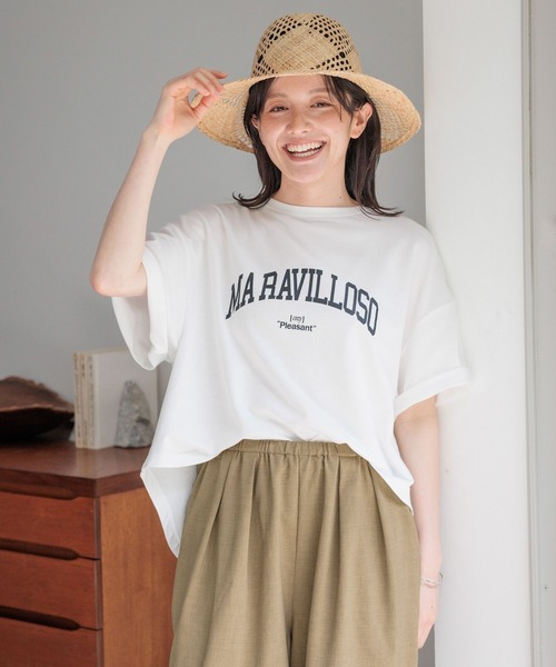 studio CLIP(スタディオクリップ)の「ラウンドテールロゴTシャツ(Tシャツ/カットソー・レディース・ホワイト/チャコールグレー/杢グレー・FREE)」の2枚目の写真