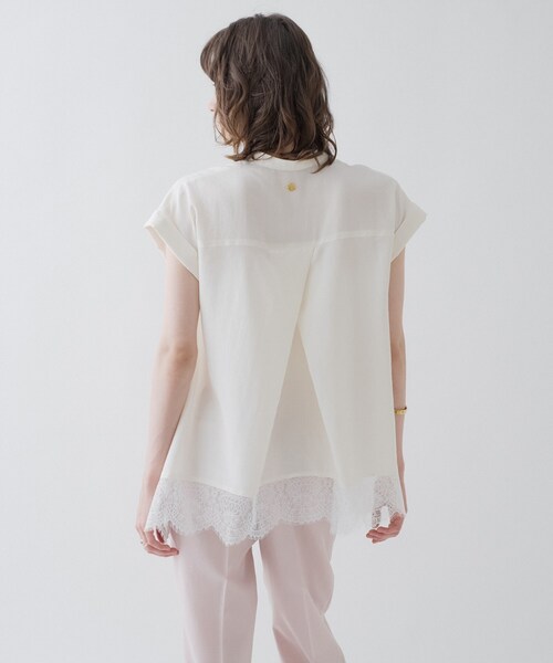 cloenc(クロエンス)の「【ひんやり/体型カバー】レースフレンチスリーブ スキッパーブラウス(シャツ/ブラウス・レディース・ブラック/オフホワイト/パープル・01/02)」の17枚目の写真