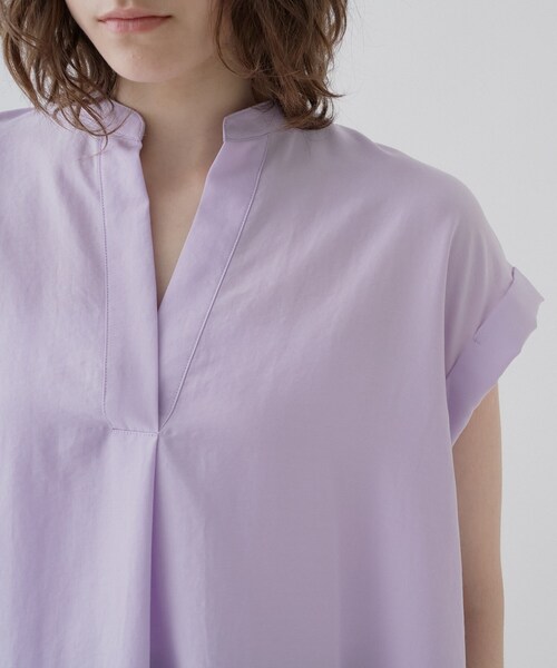 cloenc(クロエンス)の「【ひんやり/体型カバー】レースフレンチスリーブ スキッパーブラウス(シャツ/ブラウス・レディース・ブラック/オフホワイト/パープル・01/02)」の9枚目の写真