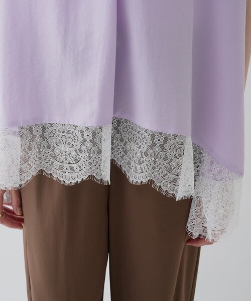 cloenc(クロエンス)の「【ひんやり/体型カバー】レースフレンチスリーブ スキッパーブラウス(シャツ/ブラウス・レディース・ブラック/オフホワイト/パープル・01/02)」の10枚目の写真