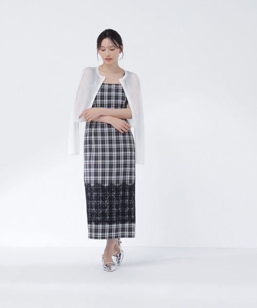 NATURAL BEAUTY BASIC（ナチュラルビューティーベーシック）の「チェックフリルショルダーワンピース（ワンピース・レディース・ブラック系その他2/ブラウン系その他・MEDIUM/P/S）」の3枚目の写真