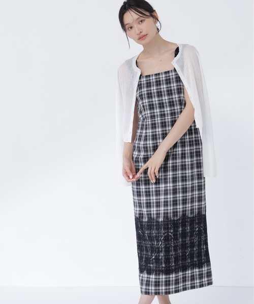 NATURAL BEAUTY BASIC（ナチュラルビューティーベーシック）の「チェックフリルショルダーワンピース（ワンピース・レディース・ブラック系その他2/ブラウン系その他・MEDIUM/P/S）」の5枚目の写真