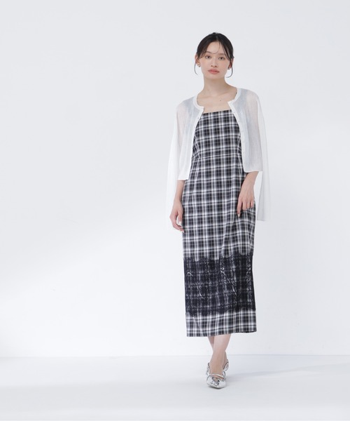 NATURAL BEAUTY BASIC（ナチュラルビューティーベーシック）の「チェックフリルショルダーワンピース（ワンピース・レディース・ブラック系その他2/ブラウン系その他・MEDIUM/P/S）」の7枚目の写真