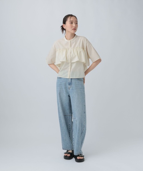 LEPSIM(レプシィム)の「シャーリング付き5分袖シャツ 778144(シャツ/ブラウス・レディース・アイボリー/カーキ/ブラック・FREE)」の16枚目の写真