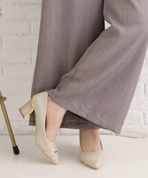 ジュエルブロックヒールパンプス