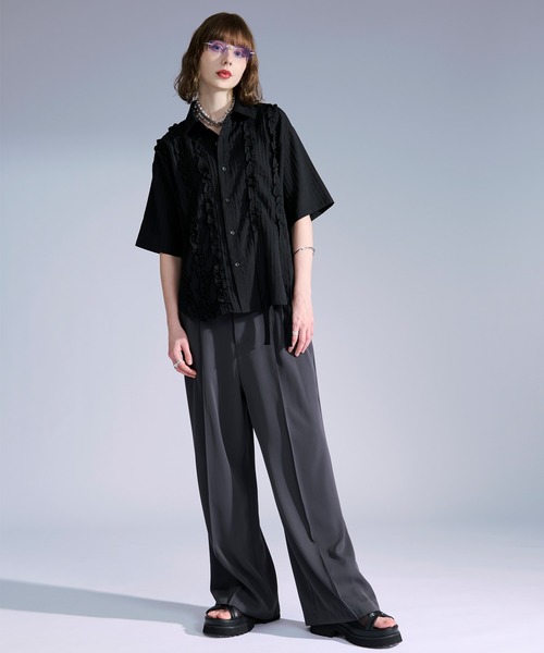 Ellno Loset(エルノロゼット)の「ヨウリュウフリルコードシャツ(シャツ/ブラウス・メンズ・ブルー/ブラック/オフホワイト・SMALL/LARGE/MEDIUM)」の21枚目の写真
