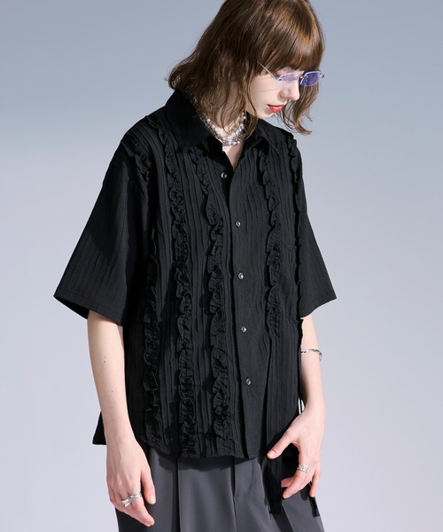 Ellno Loset(エルノロゼット)の「ヨウリュウフリルコードシャツ(シャツ/ブラウス・メンズ・ブルー/ブラック/オフホワイト・SMALL/LARGE/MEDIUM)」の18枚目の写真