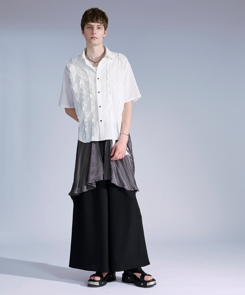 Ellno Loset(エルノロゼット)の「ヨウリュウフリルコードシャツ(シャツ/ブラウス・メンズ・ブルー/ブラック/オフホワイト・SMALL/LARGE/MEDIUM)」の10枚目の写真