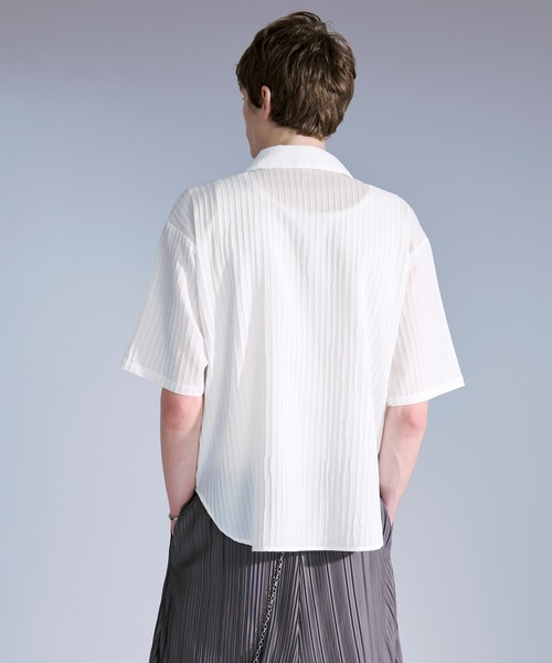 Ellno Loset(エルノロゼット)の「ヨウリュウフリルコードシャツ(シャツ/ブラウス・メンズ・ブルー/ブラック/オフホワイト・SMALL/LARGE/MEDIUM)」の8枚目の写真