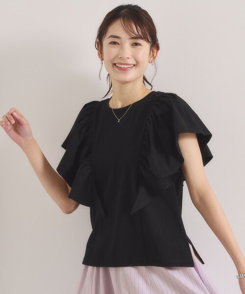 ITS'DEMO(イッツデモ)の「【冷感/速乾】袖フリルトップス(Tシャツ/カットソー・レディース・ブラック/オフホワイト/サックスブルー/ピンク・00)」の9枚目の写真