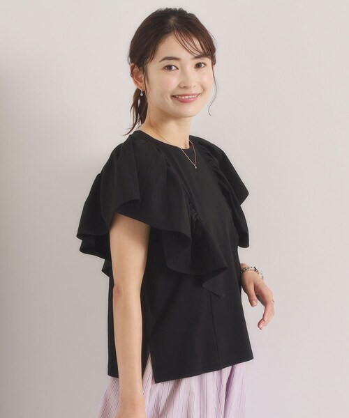 ITS'DEMO(イッツデモ)の「【冷感/速乾】袖フリルトップス(Tシャツ/カットソー・レディース・ブラック/オフホワイト/サックスブルー/ピンク・00)」の10枚目の写真
