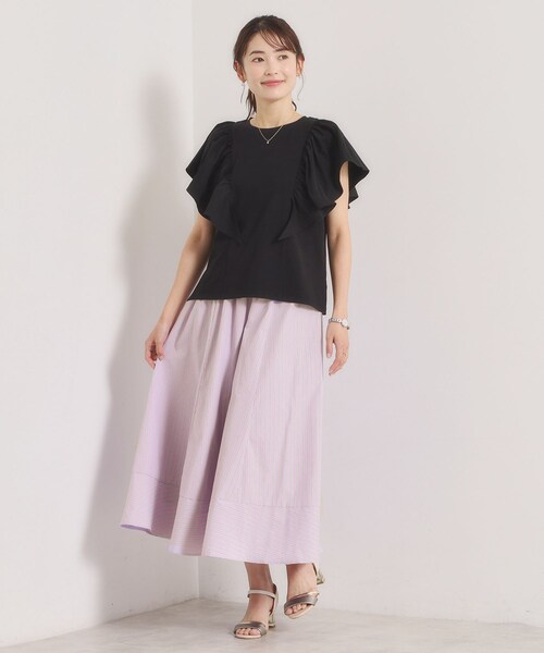 ITS'DEMO(イッツデモ)の「【冷感/速乾】袖フリルトップス(Tシャツ/カットソー・レディース・ブラック/オフホワイト/サックスブルー/ピンク・00)」の11枚目の写真