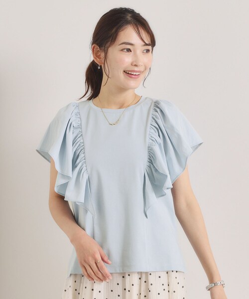 ITS'DEMO(イッツデモ)の「【冷感/速乾】袖フリルトップス(Tシャツ/カットソー・レディース・ブラック/オフホワイト/サックスブルー/ピンク・00)」の17枚目の写真