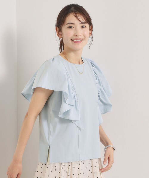 ITS'DEMO(イッツデモ)の「【冷感/速乾】袖フリルトップス(Tシャツ/カットソー・レディース・ブラック/オフホワイト/サックスブルー/ピンク・00)」の18枚目の写真