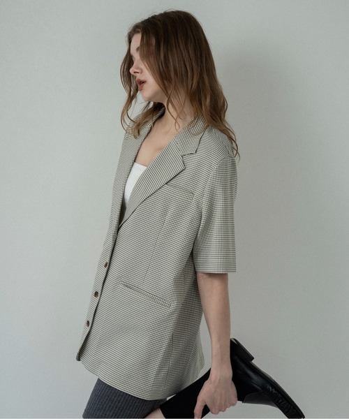 lawgy（ラウジー）の「pocket point small button check jacket / ポケットポイントスモールボタンチェックジャケット（テーラードジャケット・レディース・チェック・FREE）」の7枚目の写真