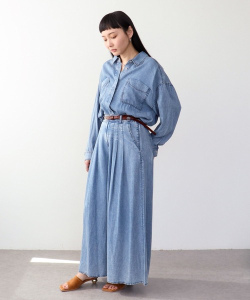 Three Four Time(スリーフォータイム)の「パウダーシルクデニムラウンドブラウス(シャツ/ブラウス・レディース・ブルー/ブラック/オフホワイト・FREE)」の19枚目の写真