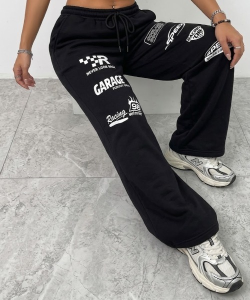 SHEPP(シープ)の「ストリートグラフィックカーブワイドスウェットパンツ(スウェットパンツ・レディース・ホワイト/レオパード/マルチ・L/M)」の5枚目の写真