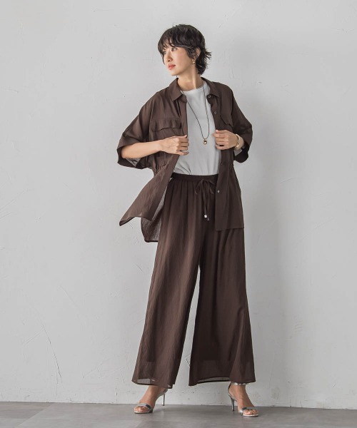 la.f…(ラエフ)の「【SETUP対応】リネンライクシアーボイルワイドパンツ(その他パンツ・レディース・ブルー/ブラック/ブラウン・9号/7号)」の4枚目の写真