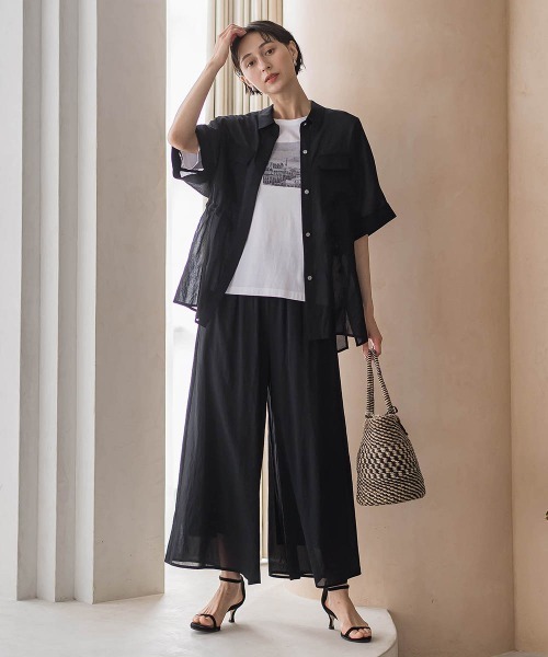 la.f…(ラエフ)の「【SETUP対応】リネンライクシアーボイルワイドパンツ(その他パンツ・レディース・ブルー/ブラック/ブラウン・9号/7号)」の20枚目の写真