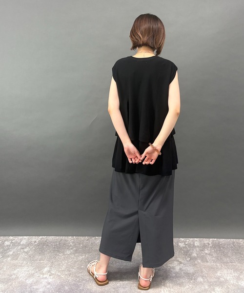 NICOLE white（ニコルホワイト）の「接触冷感　大人かわいいティアードフレンチトップス（ニット/セーター・レディース・オレンジ/ブラック・FREE）」の11枚目の写真