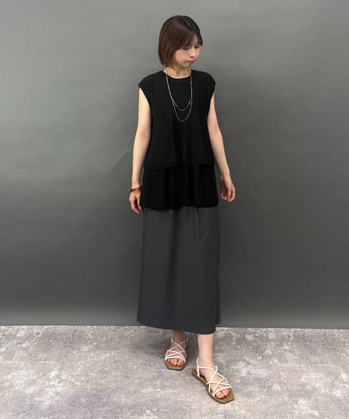 NICOLE white（ニコルホワイト）の「接触冷感　大人かわいいティアードフレンチトップス（ニット/セーター・レディース・オレンジ/ブラック・FREE）」の14枚目の写真