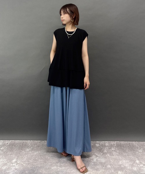 NICOLE white（ニコルホワイト）の「接触冷感　大人かわいいティアードフレンチトップス（ニット/セーター・レディース・オレンジ/ブラック・FREE）」の15枚目の写真