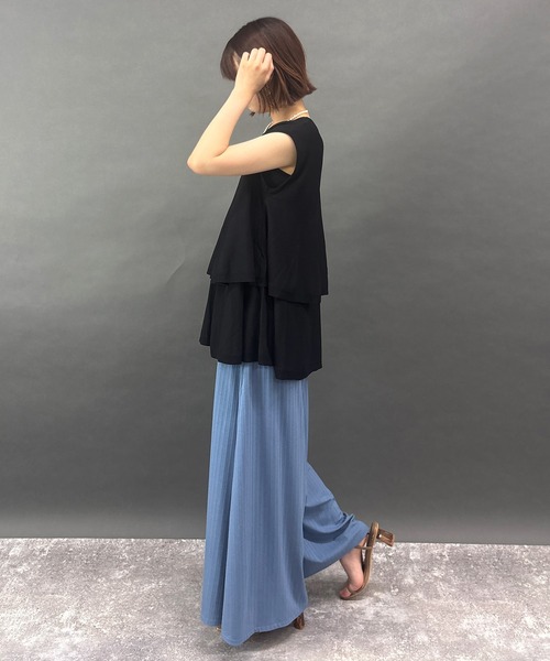 NICOLE white（ニコルホワイト）の「接触冷感　大人かわいいティアードフレンチトップス（ニット/セーター・レディース・オレンジ/ブラック・FREE）」の16枚目の写真