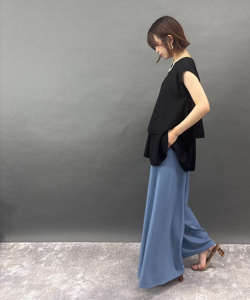 NICOLE white（ニコルホワイト）の「接触冷感　大人かわいいティアードフレンチトップス（ニット/セーター・レディース・オレンジ/ブラック・FREE）」の17枚目の写真