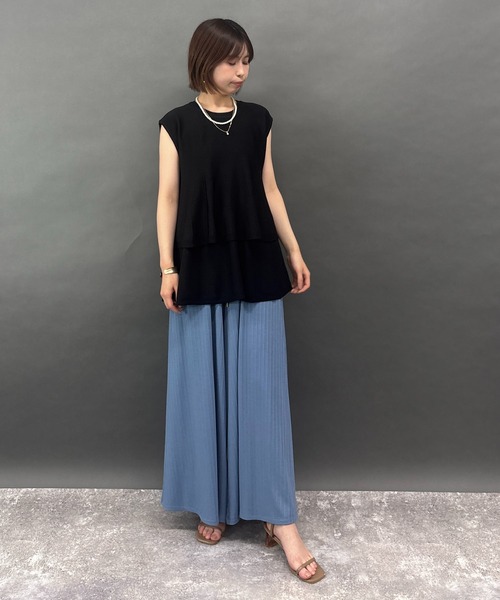 NICOLE white（ニコルホワイト）の「接触冷感　大人かわいいティアードフレンチトップス（ニット/セーター・レディース・オレンジ/ブラック・FREE）」の18枚目の写真