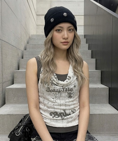 non-hedge(ノンヘッジ)の「アンサンブル風ドレープノースリーブトップス(Tシャツ/カットソー・レディース・ブラック/オフホワイト・FREE)」の19枚目の写真
