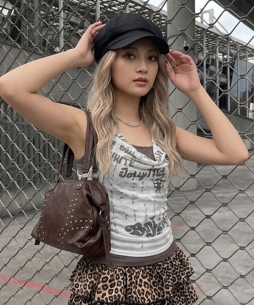 non-hedge(ノンヘッジ)の「アンサンブル風ドレープノースリーブトップス(Tシャツ/カットソー・レディース・ブラック/オフホワイト・FREE)」の21枚目の写真