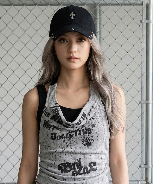non-hedge(ノンヘッジ)の「アンサンブル風ドレープノースリーブトップス(Tシャツ/カットソー・レディース・ブラック/オフホワイト・FREE)」の11枚目の写真