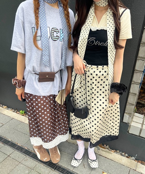 WC(ダブル シー)の「ドットサテンロングスカート(スカート・レディース・ブラウン/アイボリー・FREE)」の17枚目の写真