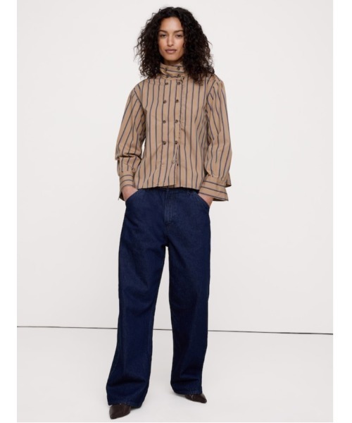 Banana Republic(バナナリパブリック)の「コットン フォールドオーバーカラー シャツ(シャツ/ブラウス・レディース・ベージュ/その他・L/M/S/XS)」の2枚目の写真