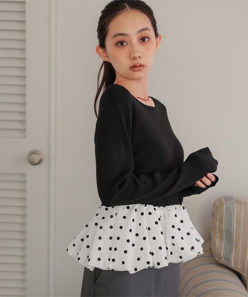 miette(ミエット)の「シュシュセットペプラムドッキングニット(ニット/セーター・レディース・ブラック系その他/ブラック系その他2/ブラック/ドット・FREE)」の19枚目の写真