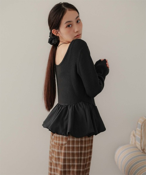 miette(ミエット)の「シュシュセットペプラムドッキングニット(ニット/セーター・レディース・ブラック系その他/ブラック系その他2/ブラック/ドット・FREE)」の10枚目の写真