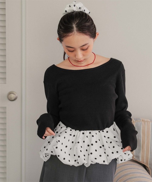 miette(ミエット)の「シュシュセットペプラムドッキングニット(ニット/セーター・レディース・ブラック系その他/ブラック系その他2/ブラック/ドット・FREE)」の20枚目の写真