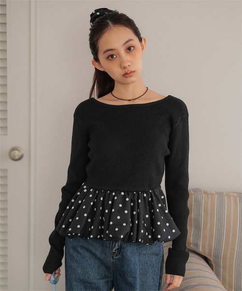miette(ミエット)の「シュシュセットペプラムドッキングニット(ニット/セーター・レディース・ブラック系その他/ブラック系その他2/ブラック/ドット・FREE)」の11枚目の写真