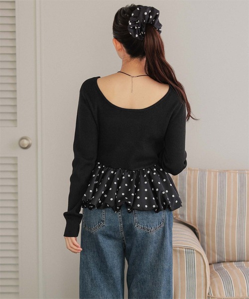 miette(ミエット)の「シュシュセットペプラムドッキングニット(ニット/セーター・レディース・ブラック系その他/ブラック系その他2/ブラック/ドット・FREE)」の12枚目の写真