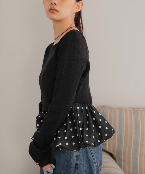 miette(ミエット)の「シュシュセットペプラムドッキングニット(ニット/セーター・レディース・ブラック系その他/ブラック系その他2/ブラック/ドット・FREE)」の13枚目の写真